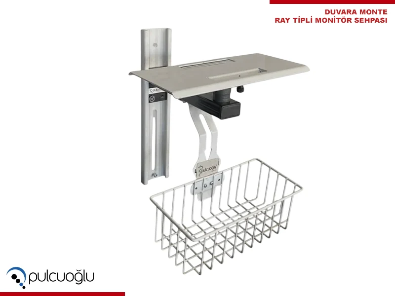 Duvara Monte Raylı Hastabaşı Monitör Sehpası