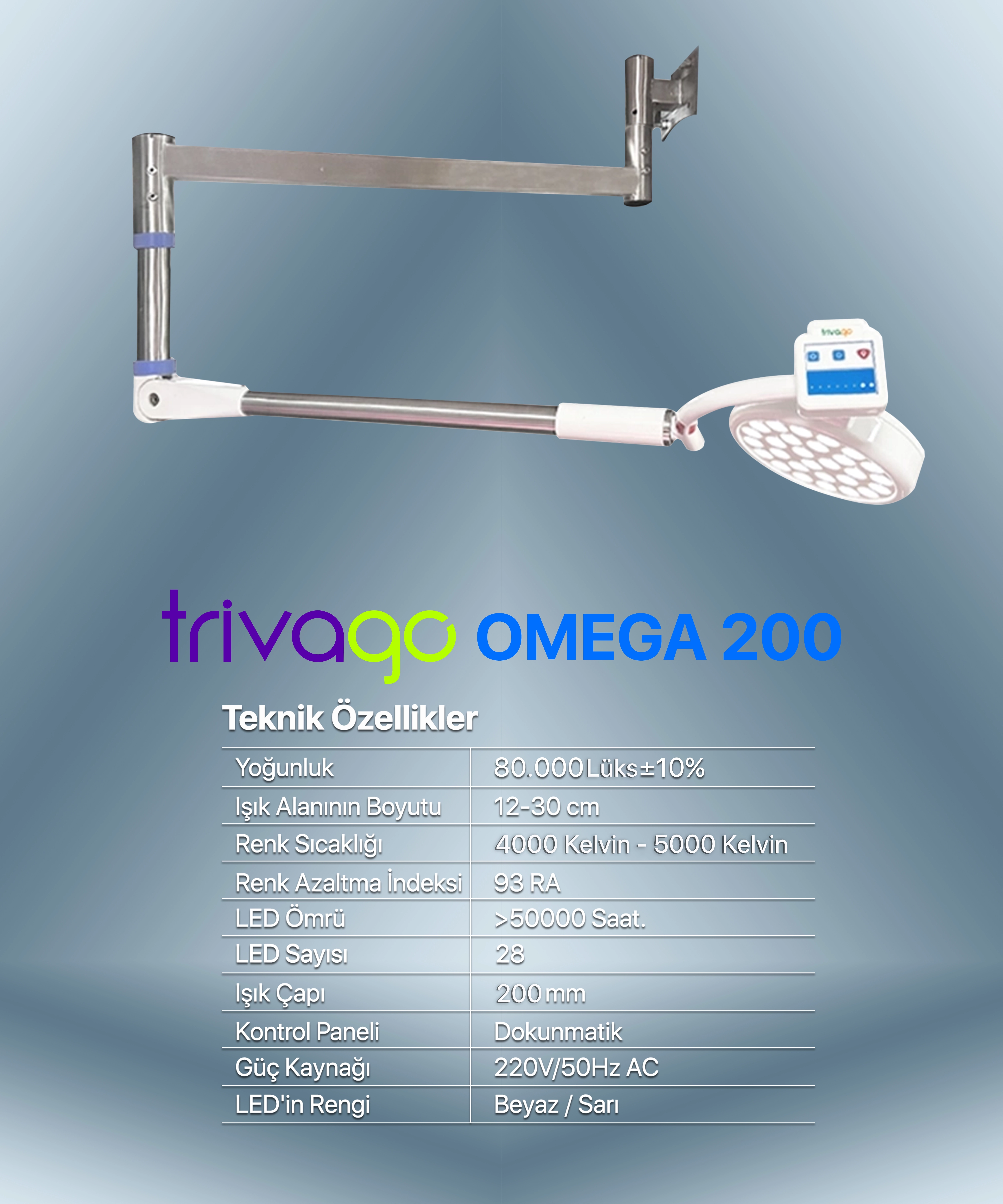                    Trivago OMG 200 Duvara Monte Ameliyat Lambası